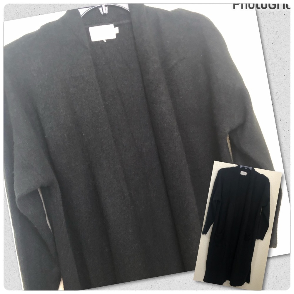 DREAMERS Black Long Duster Cardigan Sweater Pockets Soft Comfy NWOT